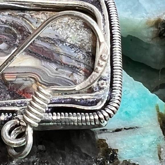 Genuine stick agate earrings (Z-6) - Picture 6 of 8